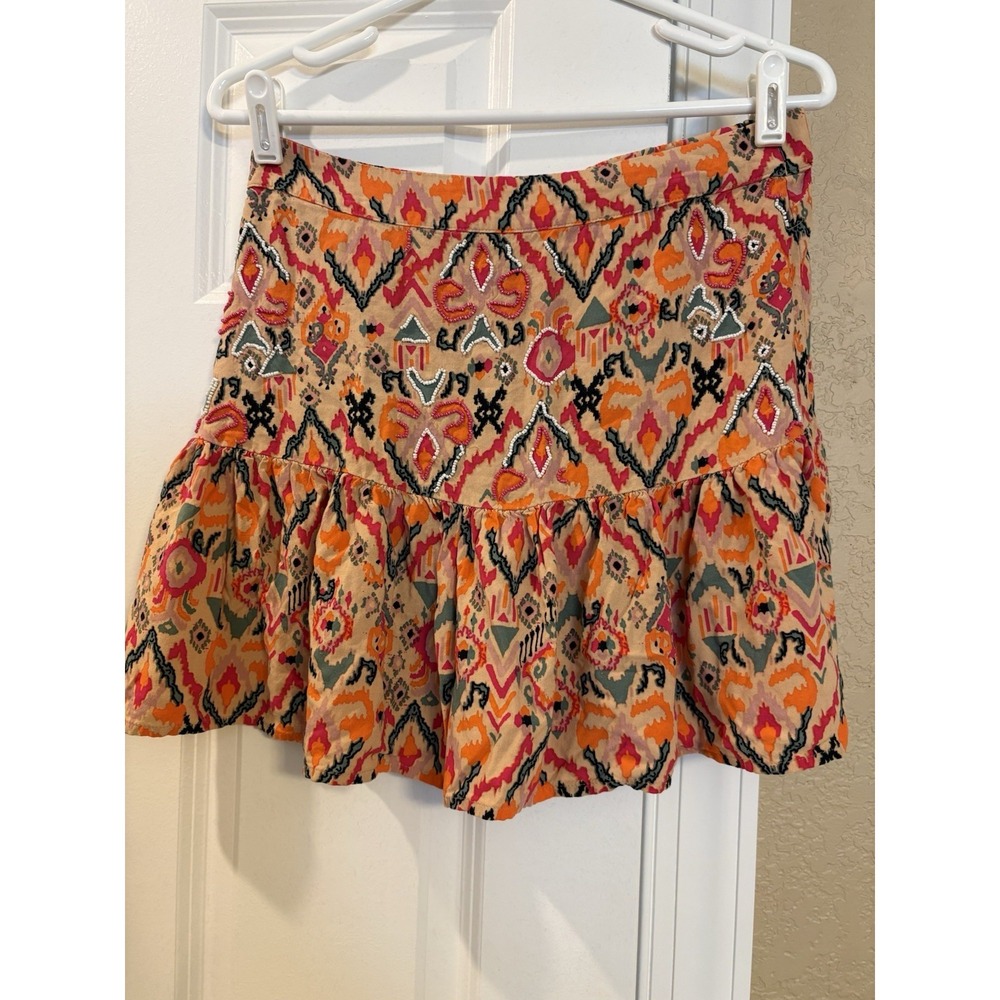 MNG Mango Beachf Beaded Boho Mini Skirt, Large, Limited‎ Edition
